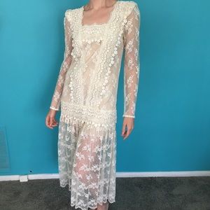 Sheer white lace vintage dress.